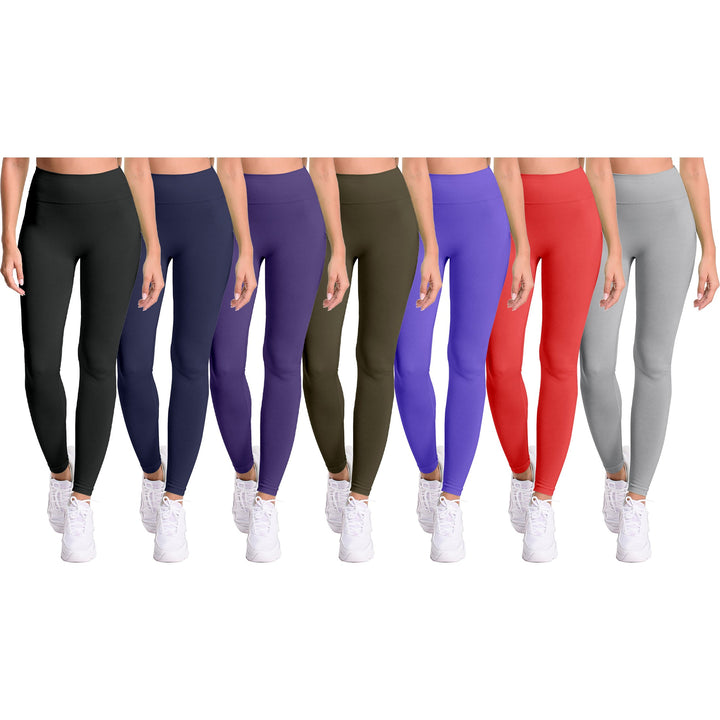 2-Pack: Womens Cozy Fleece-Lined Seamless Workout Leggings Yoga Pants Image 2