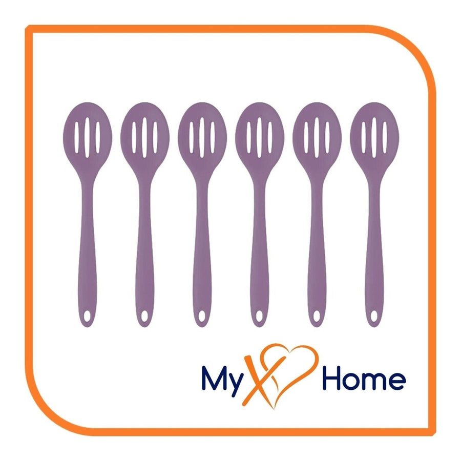 8" Purple Silicone Slotted Spoon by MyXOHome (1 2 4 or 6 Slotted Spoons) Image 1