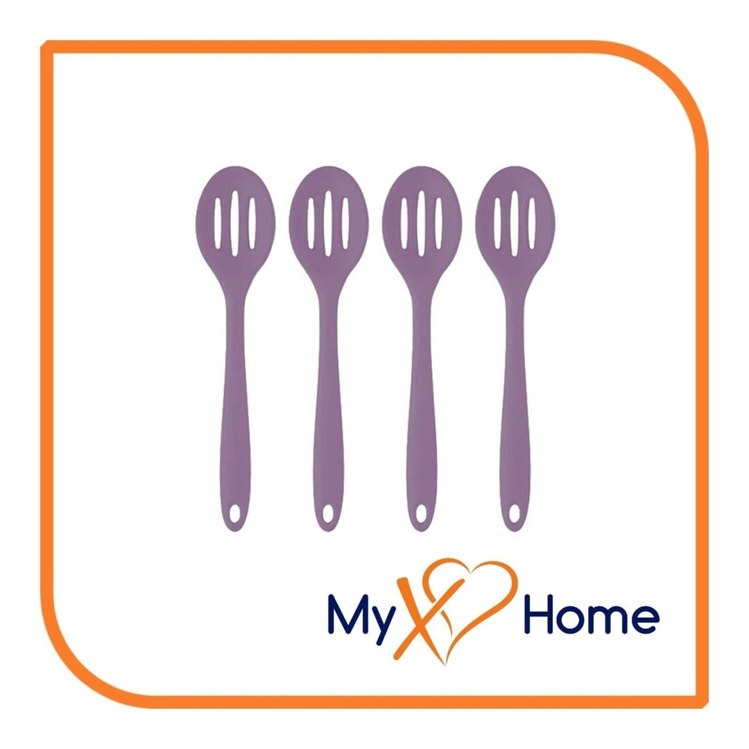 8" Purple Silicone Slotted Spoon by MyXOHome (1 2 4 or 6 Slotted Spoons) Image 4