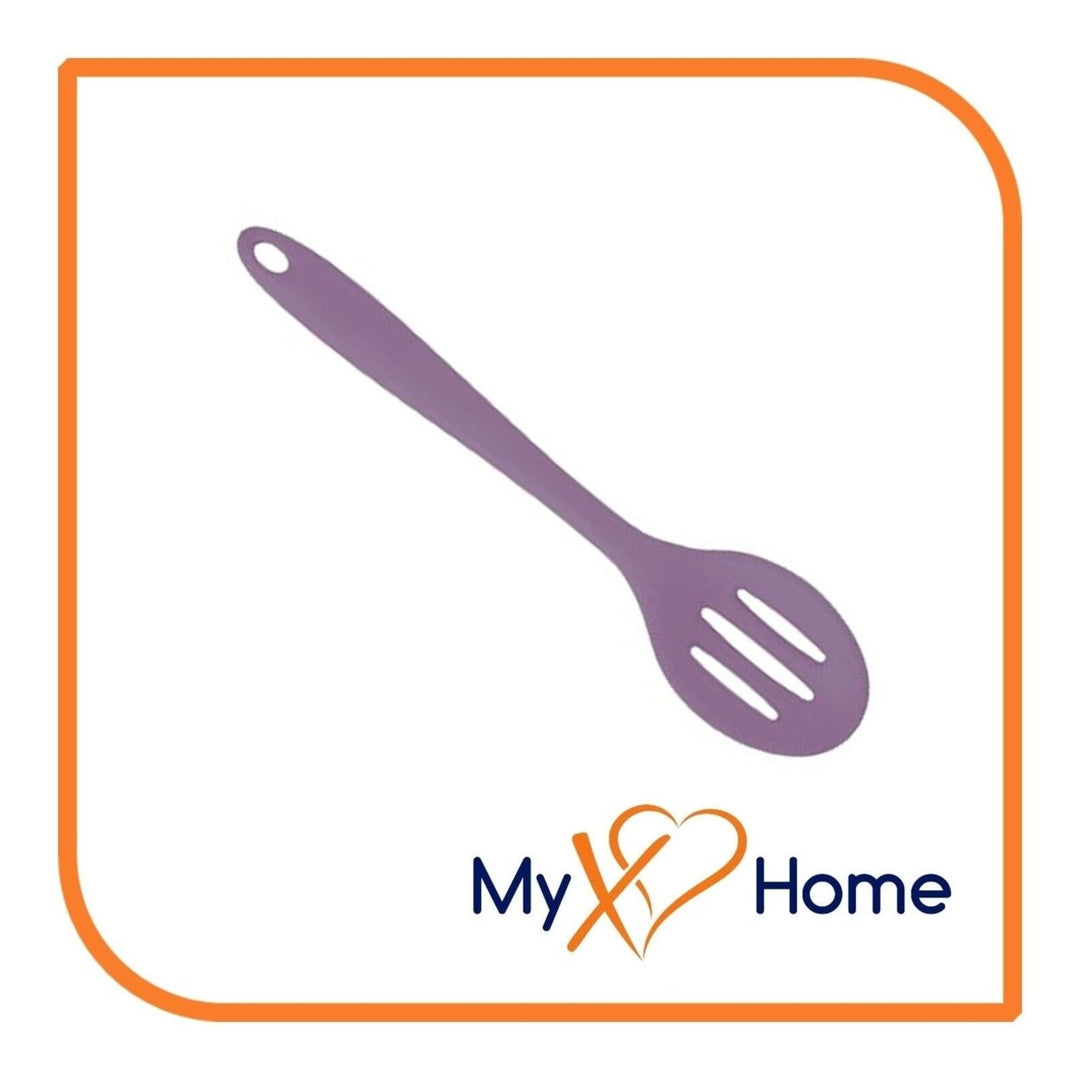 8" Purple Silicone Slotted Spoon by MyXOHome (1 2 4 or 6 Slotted Spoons) Image 8