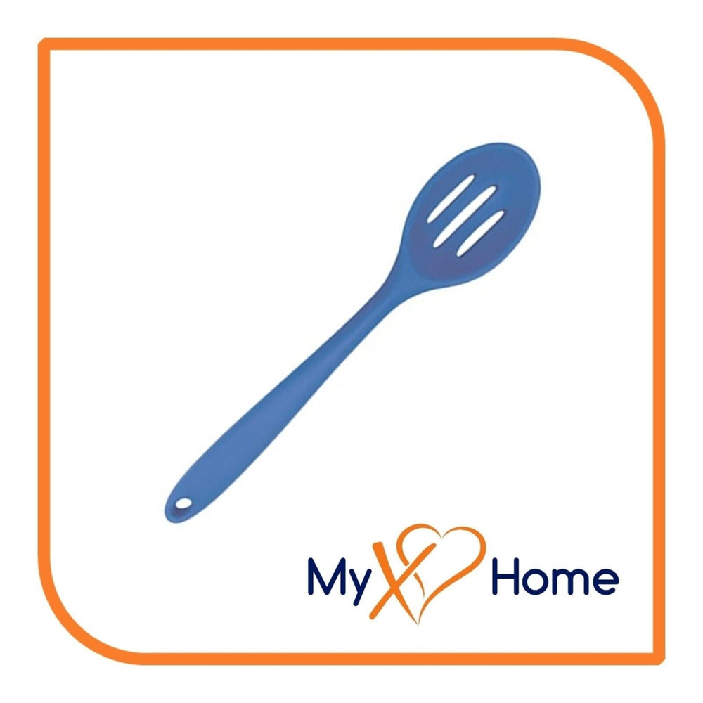 8" Blue Silicone Slotted Spoon by MyXOHome (1, 2, 4 or 6 Slotted Spoons) Image 2