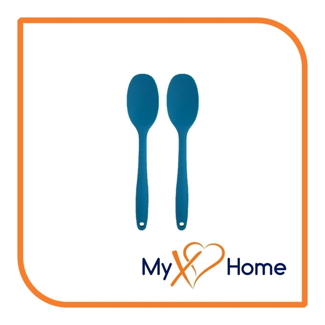 8" Blue Silicone Spoon by MyXOHome (1 2 4 or 6 Spoons) Image 3