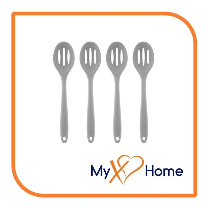 8" Gray Silicone Slotted Spoon by MyXOHome (1 2 4 or 6 Slotted Spoons) Image 4