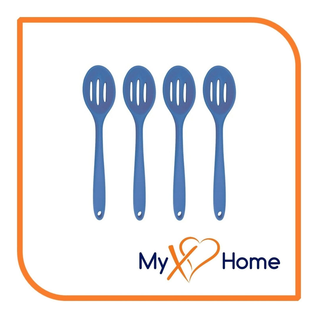 8" Blue Silicone Slotted Spoon by MyXOHome (1, 2, 4 or 6 Slotted Spoons) Image 4