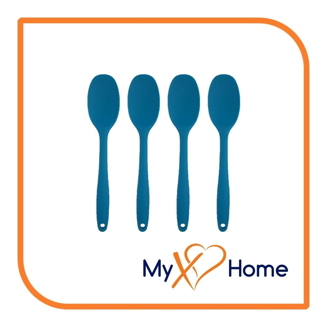 8" Blue Silicone Spoon by MyXOHome (1 2 4 or 6 Spoons) Image 4