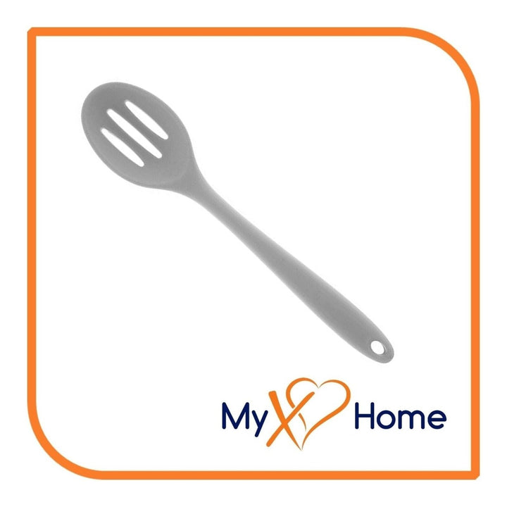 8" Gray Silicone Slotted Spoon by MyXOHome (1 2 4 or 6 Slotted Spoons) Image 7