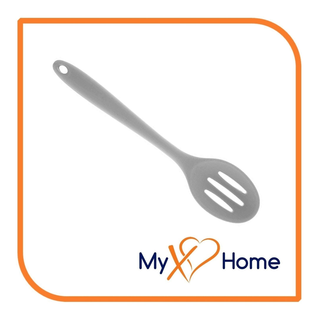 8" Gray Silicone Slotted Spoon by MyXOHome (1 2 4 or 6 Slotted Spoons) Image 8