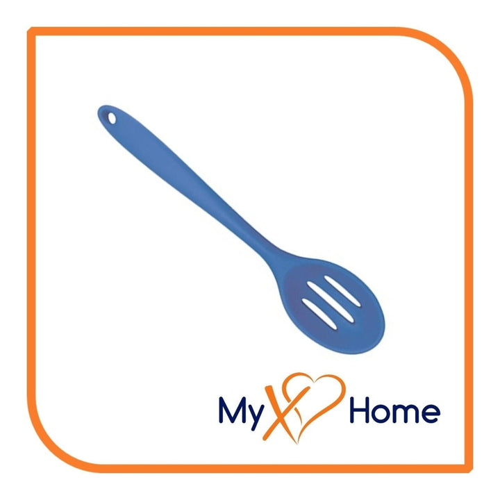 8" Blue Silicone Slotted Spoon by MyXOHome (1 2 4 or 6 Slotted Spoons) Image 8