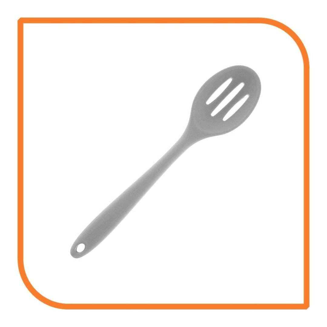 8" Gray Silicone Slotted Spoon by MyXOHome (1 2 4 or 6 Slotted Spoons) Image 10