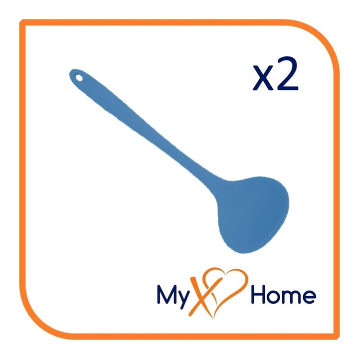 8" Blue Silicone Ladle by MyXOHome (1 2 4 or 6 Ladles) Image 1