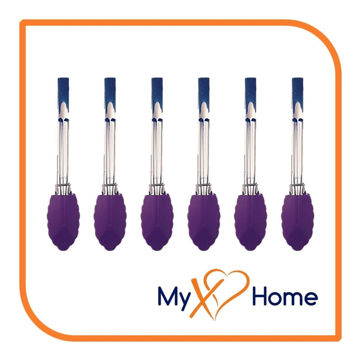 7" Purple Silicone Tongs by MyXOHome (124 or 6 Tongs) Image 1