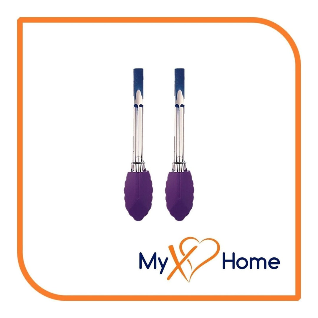 7" Purple Silicone Tongs by MyXOHome (1 2 4 or 6 Tongs) Image 1