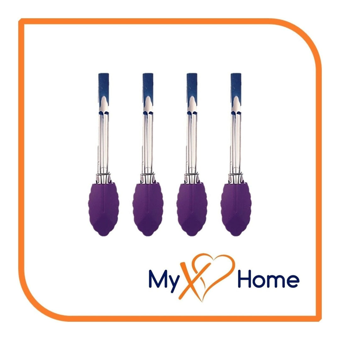 7" Purple Silicone Tongs by MyXOHome (1 2 4 or 6 Tongs) Image 1