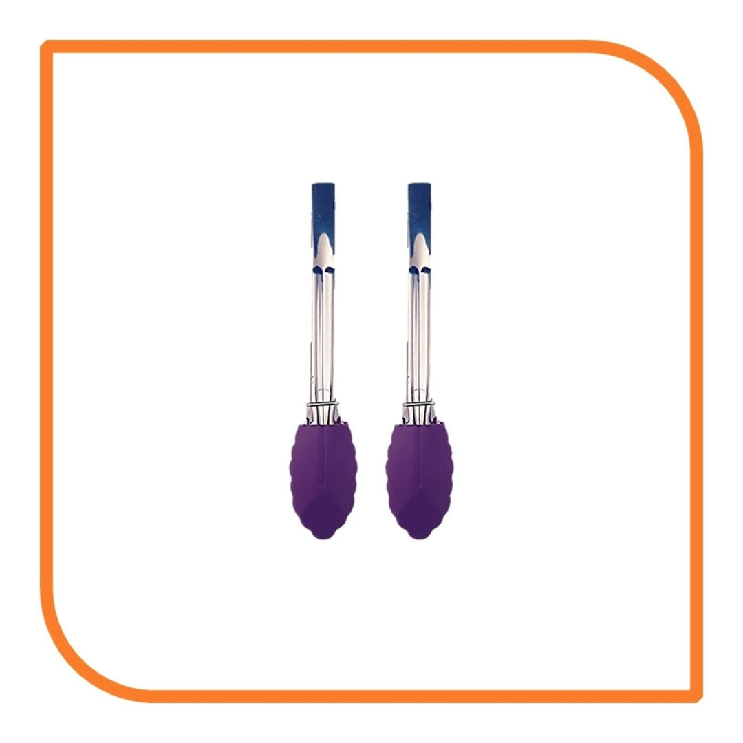7" Purple Silicone Tongs by MyXOHome (124 or 6 Tongs) Image 12