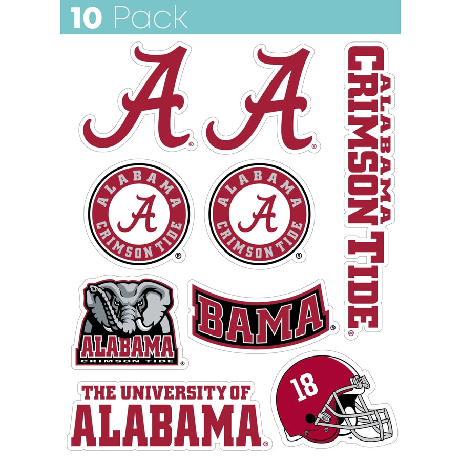 Alabama Crimson Tide 10-Pack 4 inches in size on one of its sides NCAA Durable School Spirit Vinyl Decal Sticker Image 1