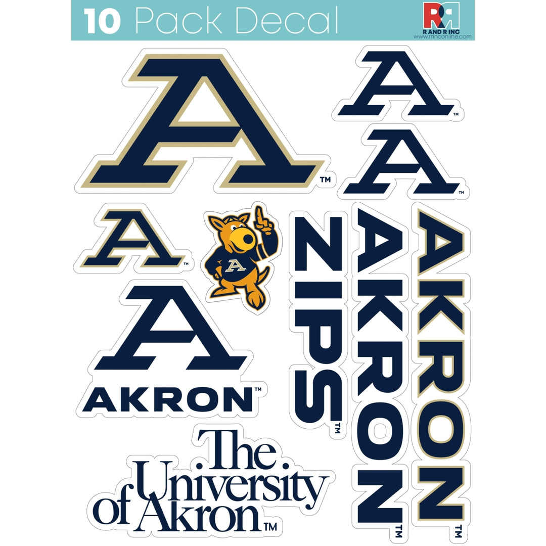 Akron Zips 10-Pack 4 inches in size on one of its sides NCAA Durable School Spirit Vinyl Decal Sticker Image 1