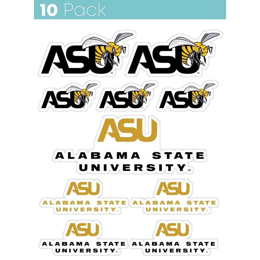 Alabama State University 10-Pack 4 inches in size on one of its sides NCAA Durable School Spirit Vinyl Decal Sticker Image 1