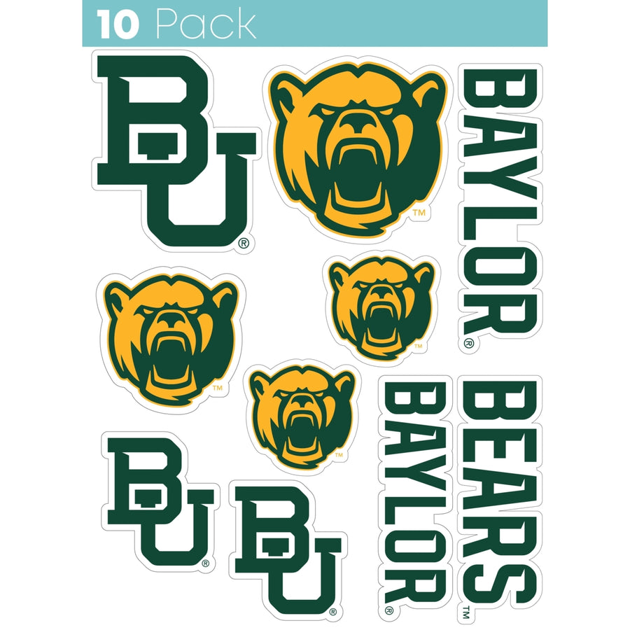 Baylor Bears 10-Pack 4 inches in size on one of its sides NCAA Durable School Spirit Vinyl Decal Sticker Image 1