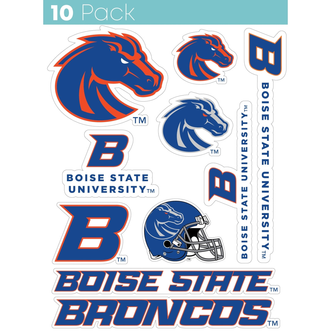 Boise State Broncos 10-Pack 4 inches in size on one of its sides NCAA Durable School Spirit Vinyl Decal Sticker Image 1