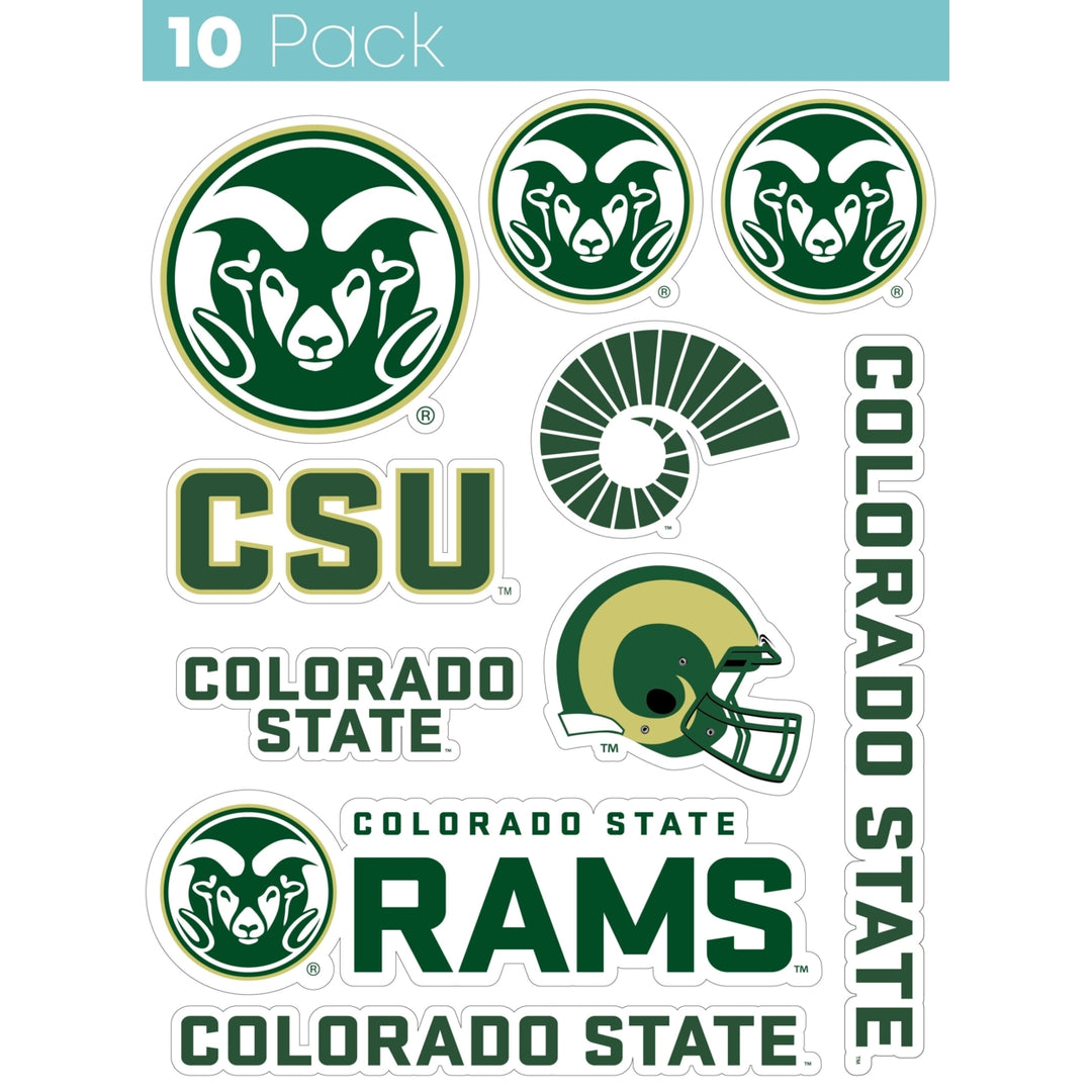 Colorado State Rams 10-Pack 4 inches in size on one of its sides NCAA Durable School Spirit Vinyl Decal Sticker Image 1