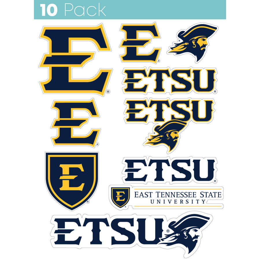 East Tennessee State University 10-Pack 4 inches in size on one of its sides NCAA Durable School Spirit Vinyl Decal Image 1