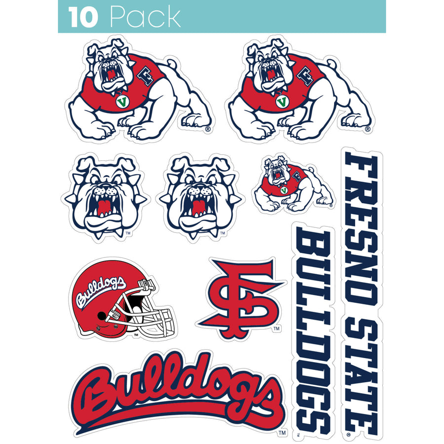 Fresno State Bulldogs 10-Pack 4 inches in size on one of its sides NCAA Durable School Spirit Vinyl Decal Sticker Image 1