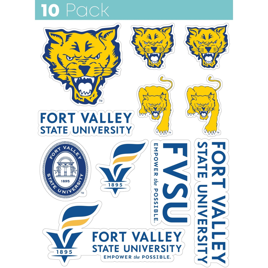 Fort Valley State University 10-Pack 4 inches in size on one of its sides NCAA Durable School Spirit Vinyl Decal Sticker Image 1