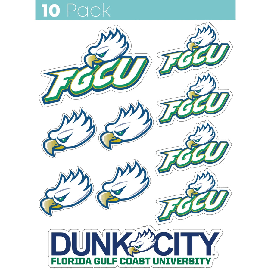 Florida Gulf Coast Eagles 10-Pack 4 inches in size on one of its sides NCAA Durable School Spirit Vinyl Decal Sticker Image 1