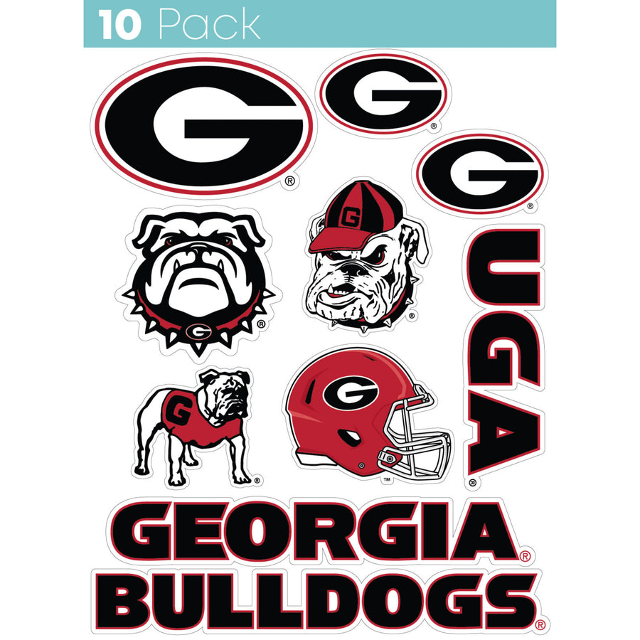 Georgia Bulldogs 10-Pack 4 inches in size on one of its sides NCAA Durable School Spirit Vinyl Decal Sticker Image 1