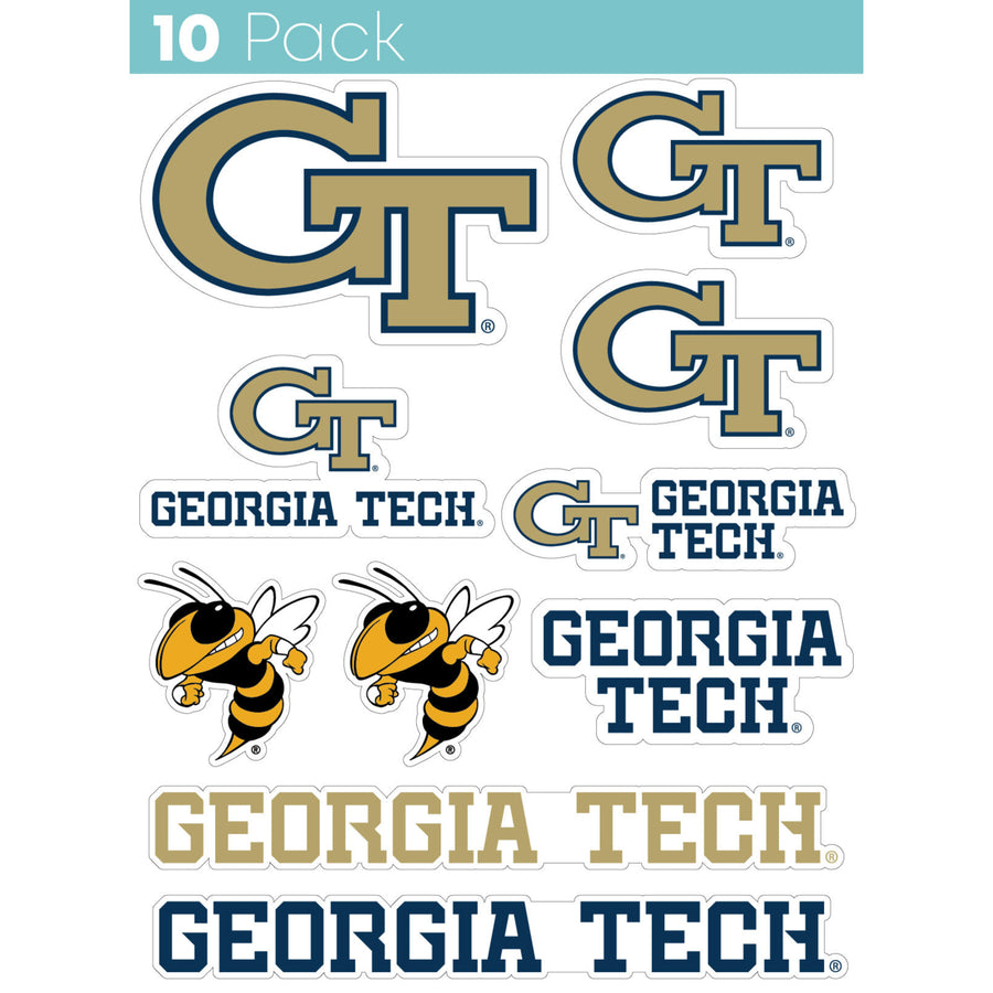 Georgia Tech Yellow Jackets 10-Pack 4 inches in size on one of its sides NCAA Durable School Spirit Vinyl Decal Sticker Image 1