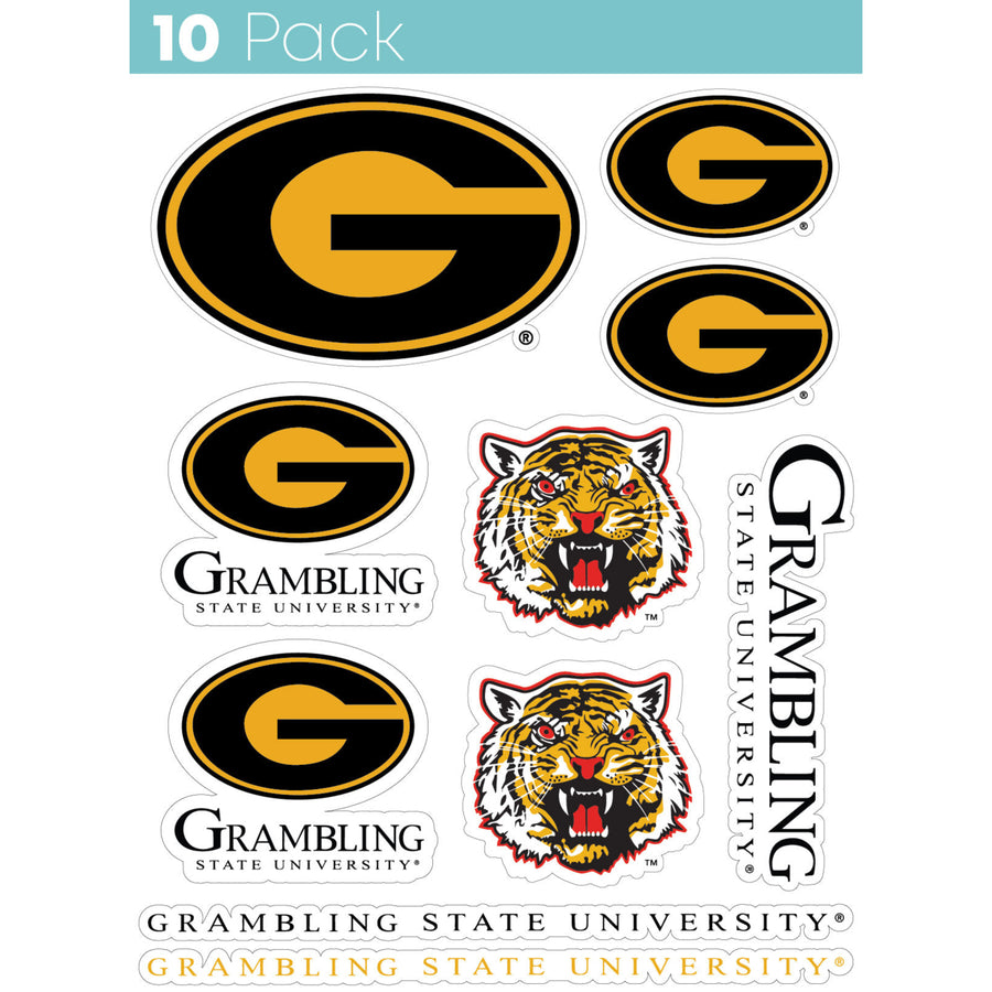 Grambling State Tigers 10-Pack 4 inches in size on one of its sides NCAA Durable School Spirit Vinyl Decal Sticker Image 1