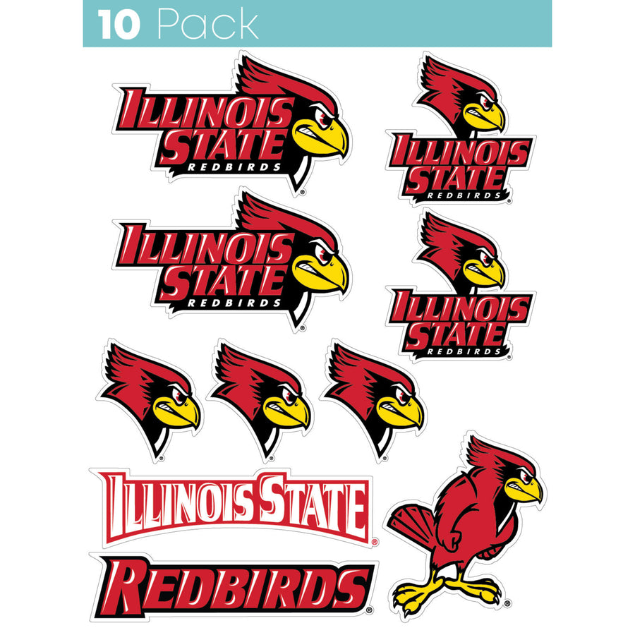 Illinois State Redbirds 10-Pack 4 inches in size on one of its sides NCAA Durable School Spirit Vinyl Decal Sticker Image 1