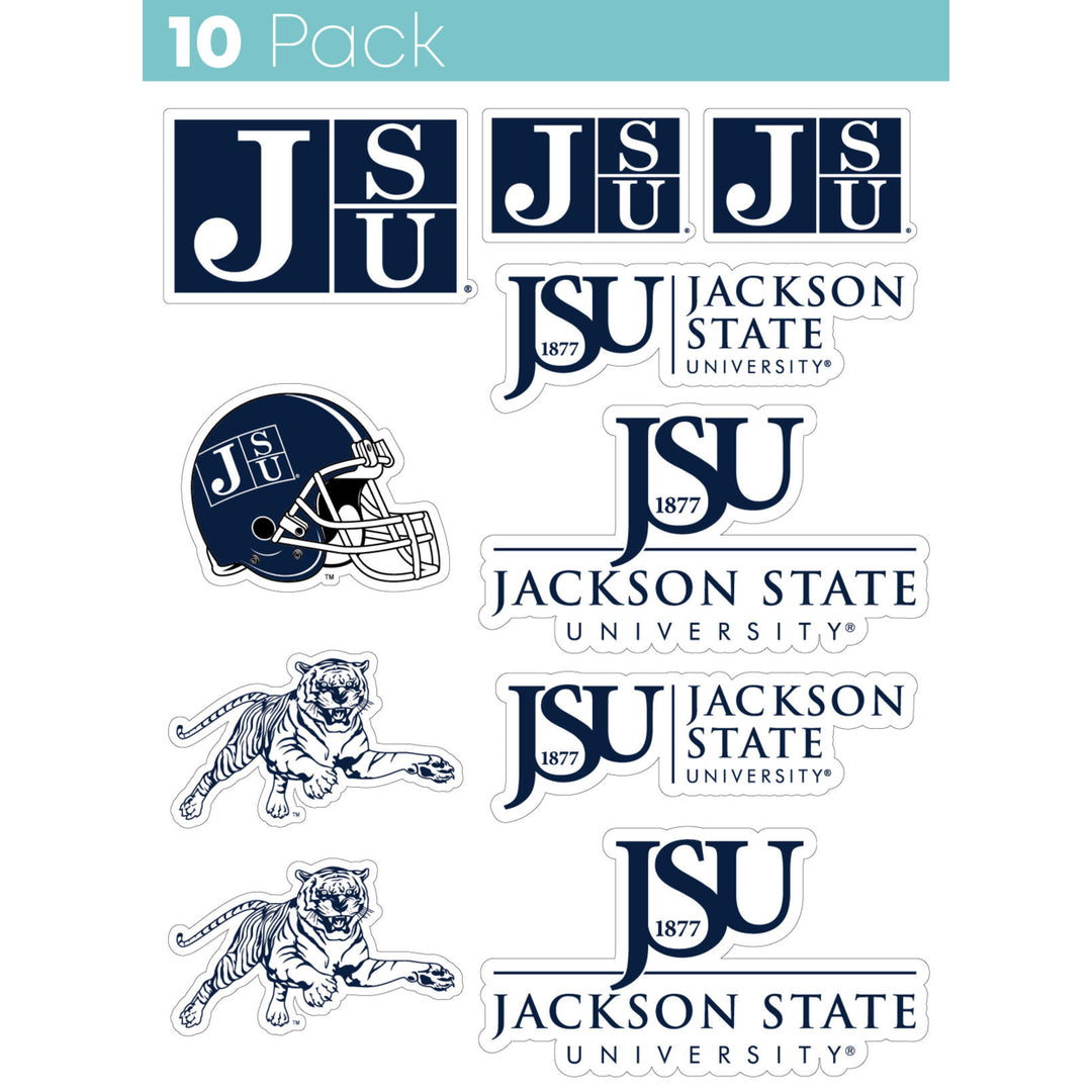 Jackson State University 10-Pack 4 inches in size on one of its sides NCAA Durable School Spirit Vinyl Decal Sticker Image 1