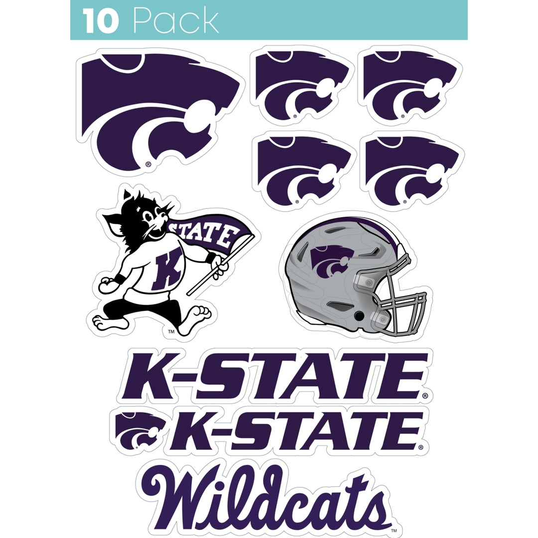 Kansas State Wildcats 10-Pack 4 inches in size on one of its sides NCAA Durable School Spirit Vinyl Decal Sticker Image 1