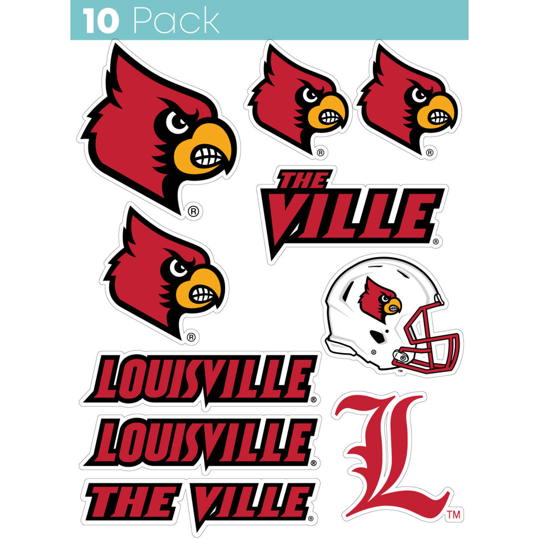 Louisville Cardinals 10 Pack Collegiate Vinyl Decal Sticker Image 1