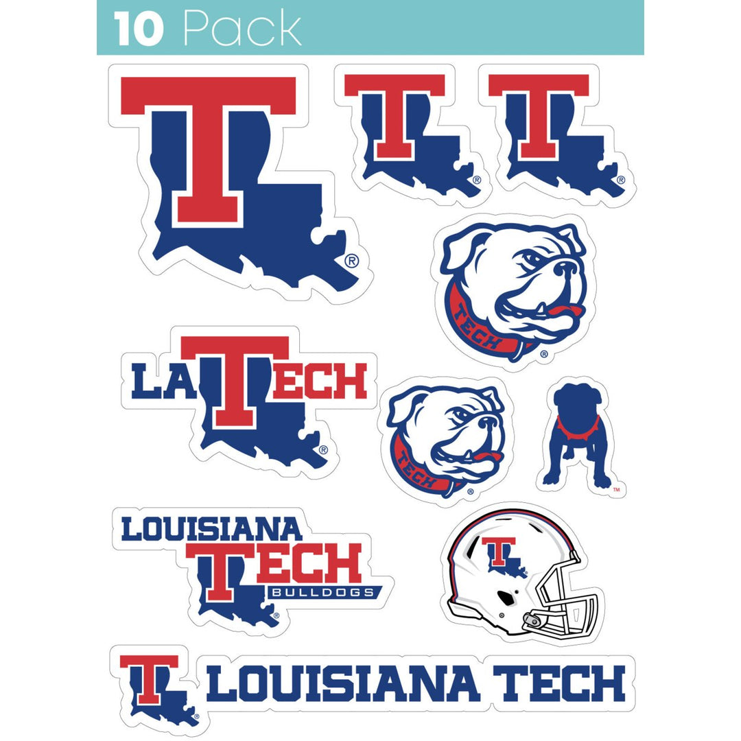 Louisiana Tech Bulldogs 10 Pack Collegiate Vinyl Decal Sticker Image 1