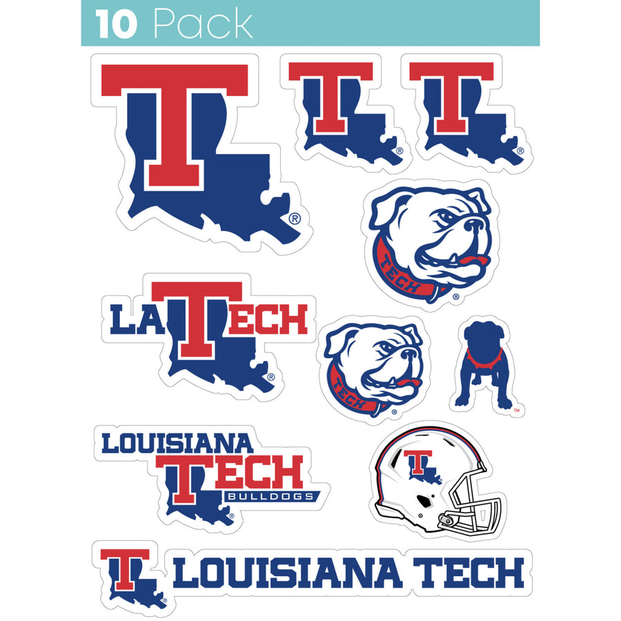 Louisiana Tech Bulldogs 10-Pack 4 inches in size on one of its sides NCAA Durable School Spirit Vinyl Decal Sticker Image 1