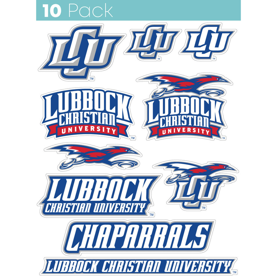 Lubbock Christian University Chaparral 10-Pack 4 inches in size on one of its sides NCAA Durable School Spirit Vinyl Image 1