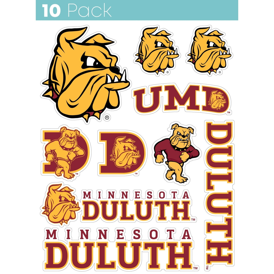 Minnesota Duluth Bulldogs 10-Pack 4 inches in size on one of its sides NCAA Durable School Spirit Vinyl Decal Sticker Image 1