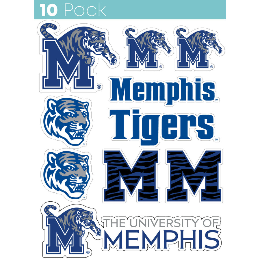 Memphis Tigers 10-Pack 4 inches in size on one of its sides NCAA Durable School Spirit Vinyl Decal Sticker Image 1