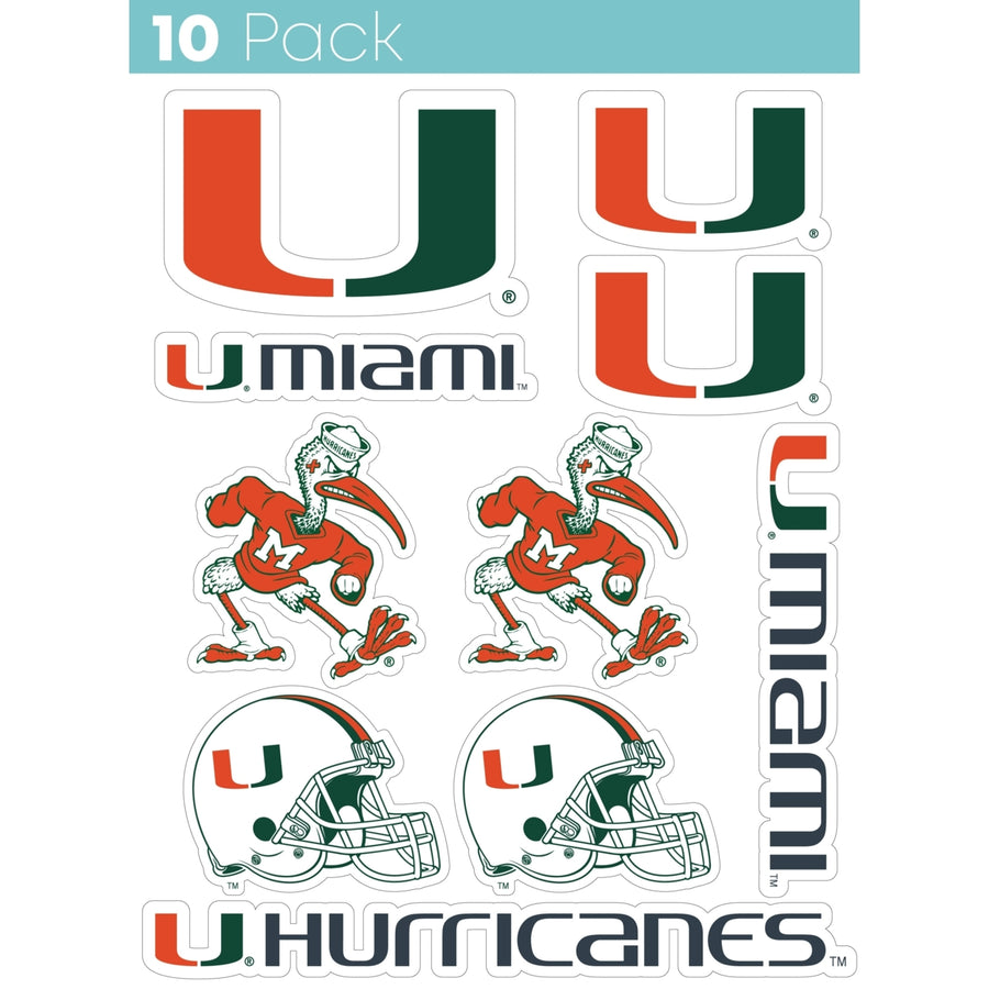 Miami Hurricanes 10 Pack Collegiate Vinyl Decal Sticker Image 1