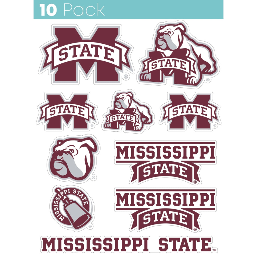 Mississippi State Bulldogs 10-Pack 4 inches in size on one of its sides NCAA Durable School Spirit Vinyl Decal Sticker Image 1