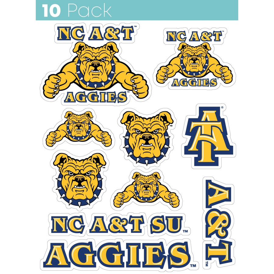 North Carolina AandT State Aggies 10-Pack 4 inches in size on one of its sides NCAA Durable School Spirit Vinyl Decal Image 1