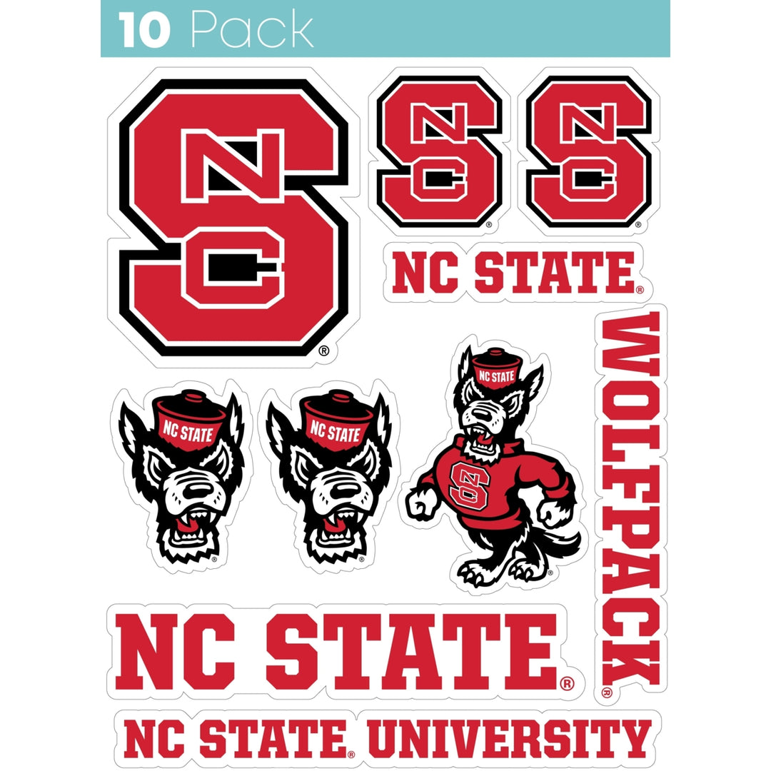 NC State Wolfpack 10-Pack 4 inches in size on one of its sides NCAA Durable School Spirit Vinyl Decal Sticker Image 1