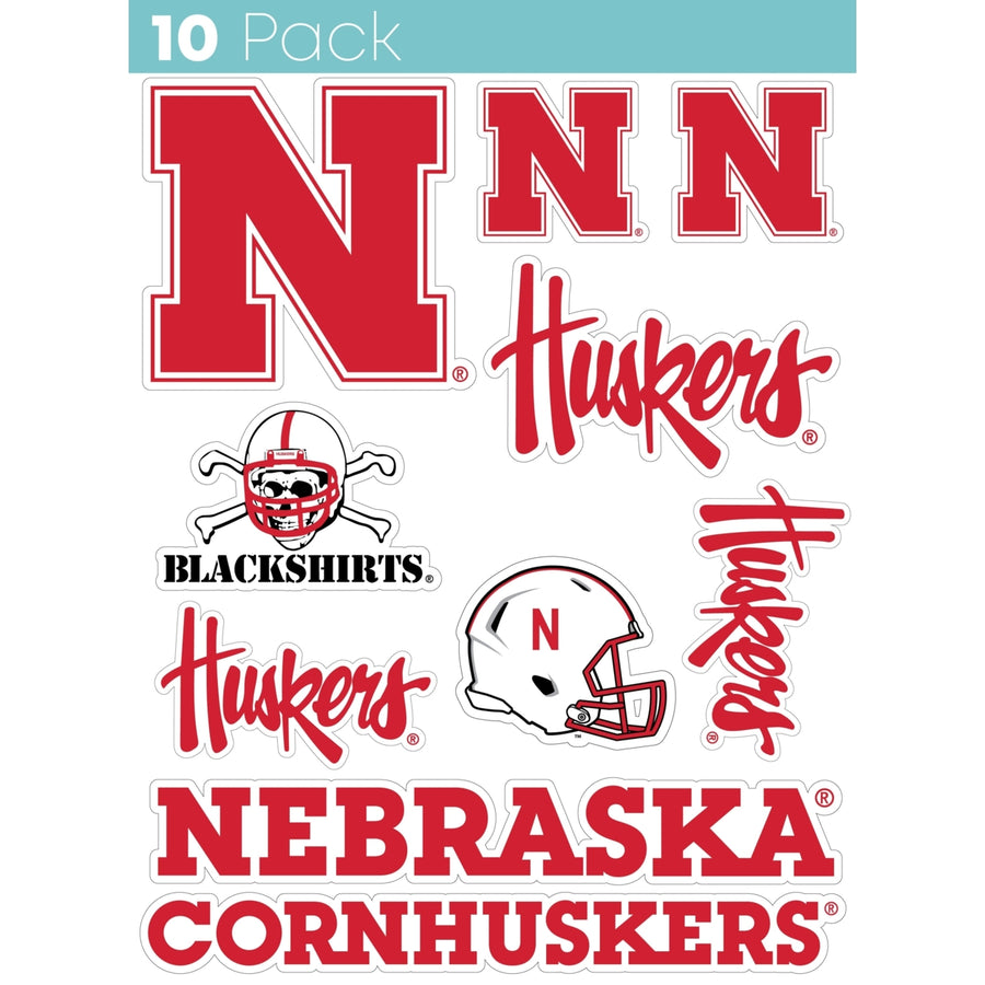 Nebraska Cornhuskers 10-Pack 4 inches in size on one of its sides NCAA Durable School Spirit Vinyl Decal Sticker Image 1