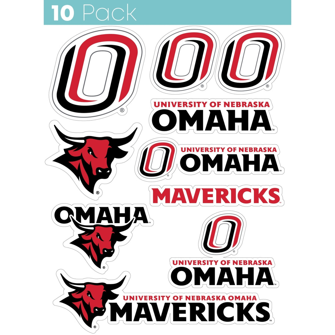 Nebraska at Omaha 10-Pack 4 inches in size on one of its sides NCAA Durable School Spirit Vinyl Decal Sticker Image 1