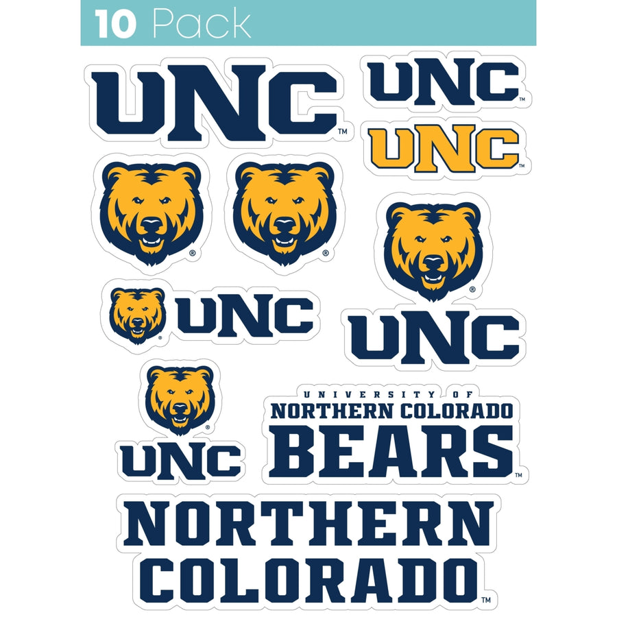 Northern Colorado Bears 10-Pack 4 inches in size on one of its sides NCAA Durable School Spirit Vinyl Decal Sticker Image 1