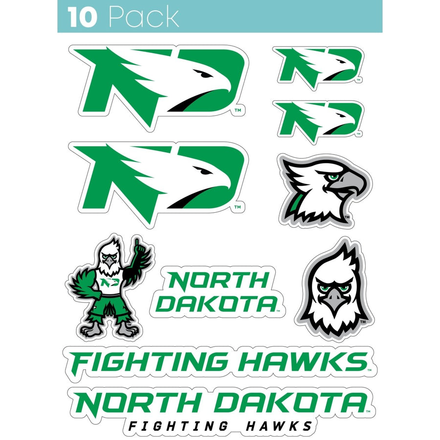 North Dakota Fighting Hawks 10-Pack 4 inches in size on one of its sides NCAA Durable School Spirit Vinyl Decal Sticker Image 1