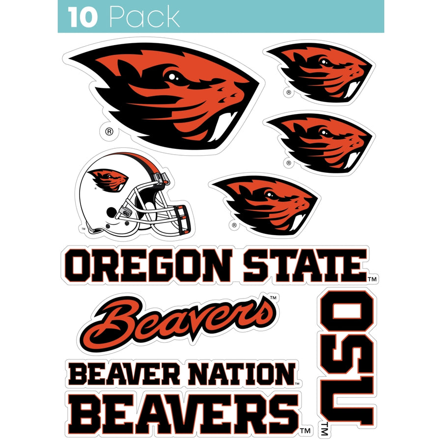 Oregon State Beavers 10-Pack 4 inches in size on one of its sides NCAA Durable School Spirit Vinyl Decal Sticker Image 1