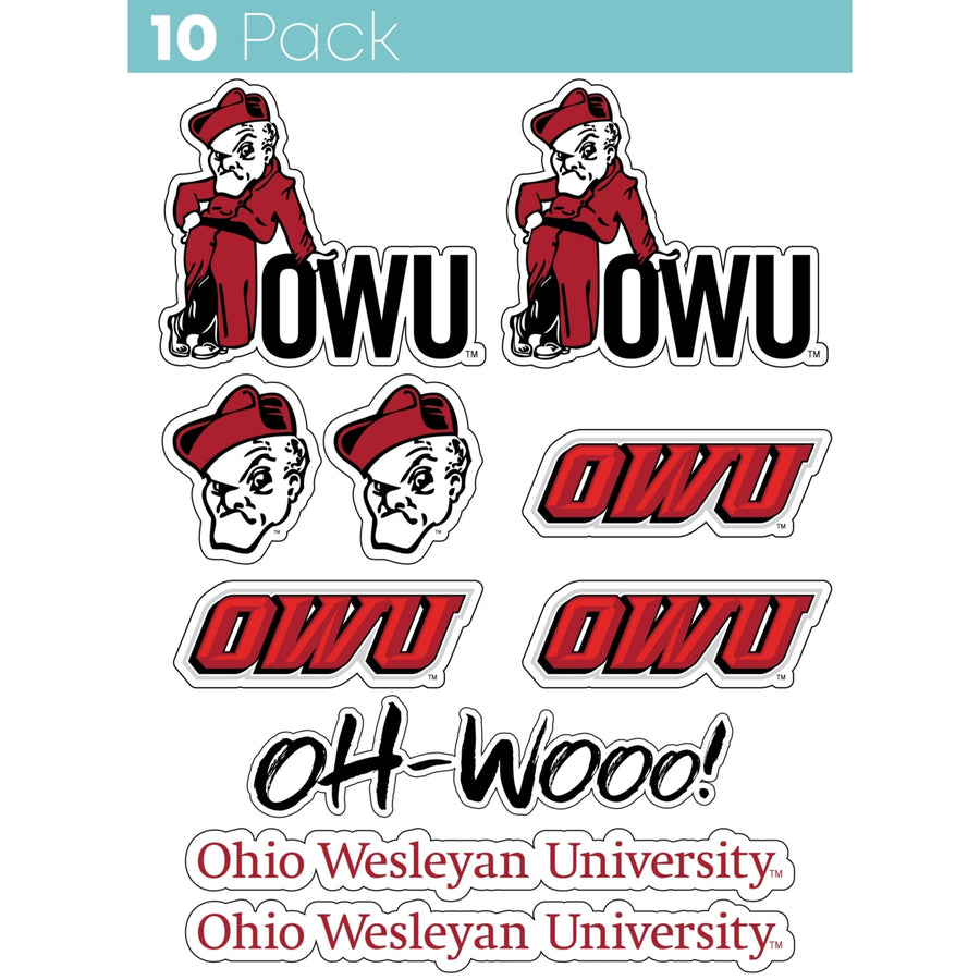 Ohio Wesleyan University 10-Pack 4 inches in size on one of its sides NCAA Durable School Spirit Vinyl Decal Sticker Image 1